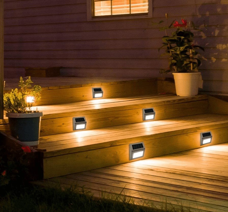 solar step lights for outdoor steps fligreen