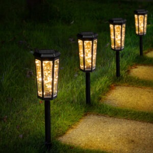 Cooper Lights Geometric Waterproof LED Black Modern Solar Powered Pathway Post Lights