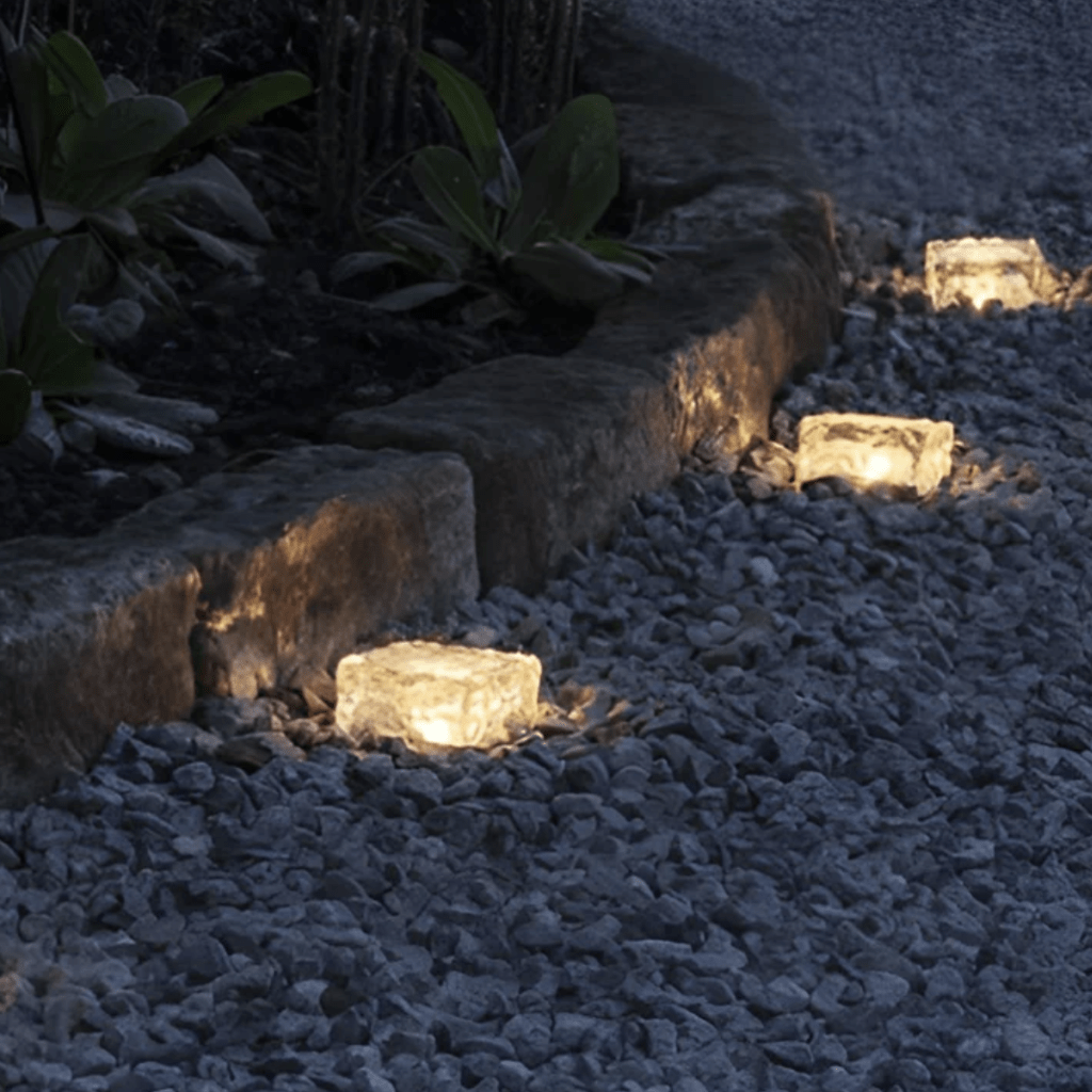 Square Acrylic Ice Bricks LED Waterproof Modern Solar Brick Lights