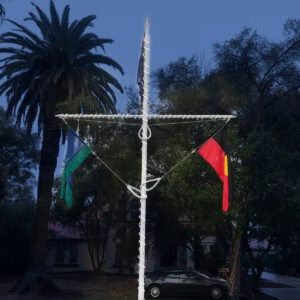 solar string lights on the muti-angle flagpole