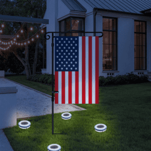 solar lights on ground to light up short flagpole