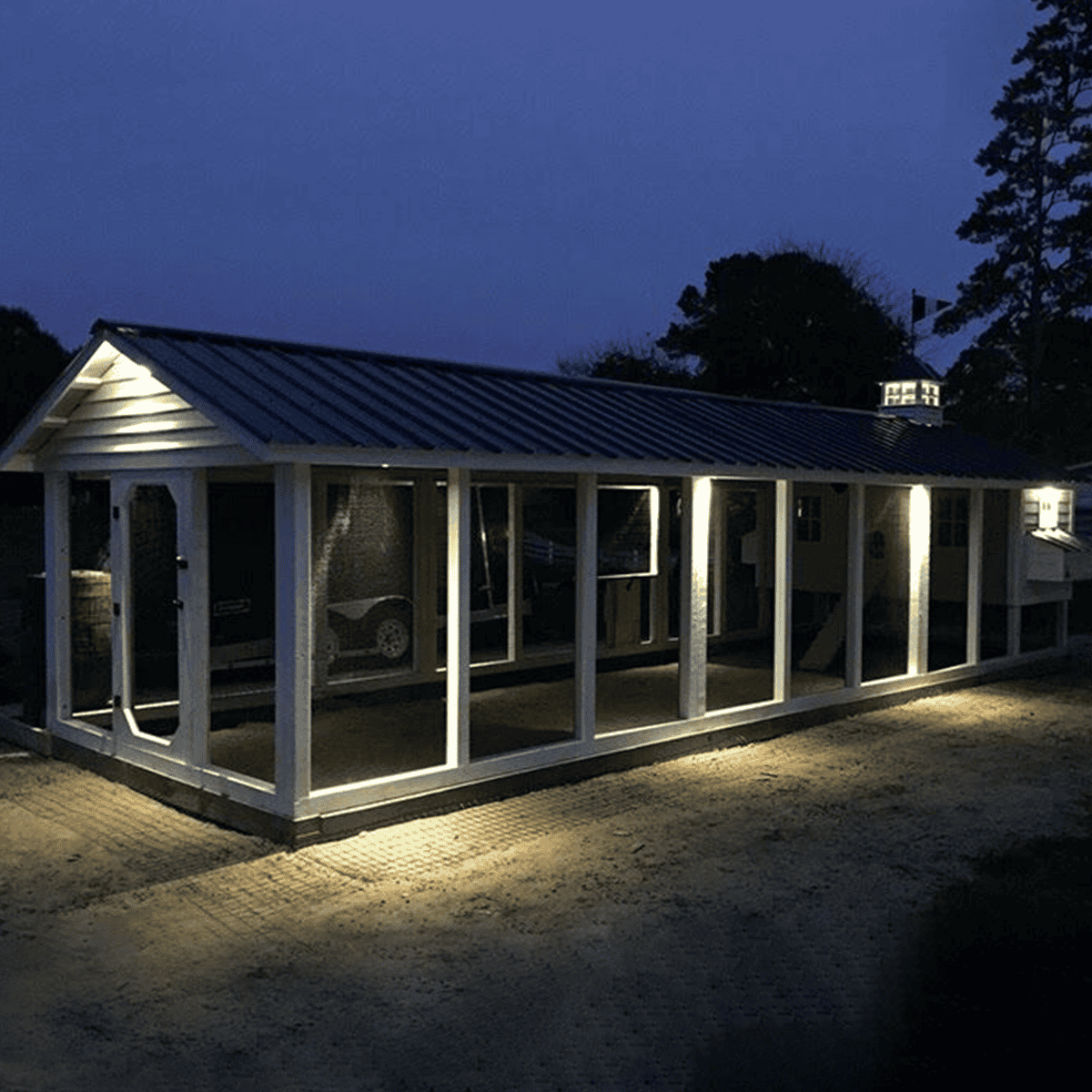 chicken shed with solar motion sensor lights