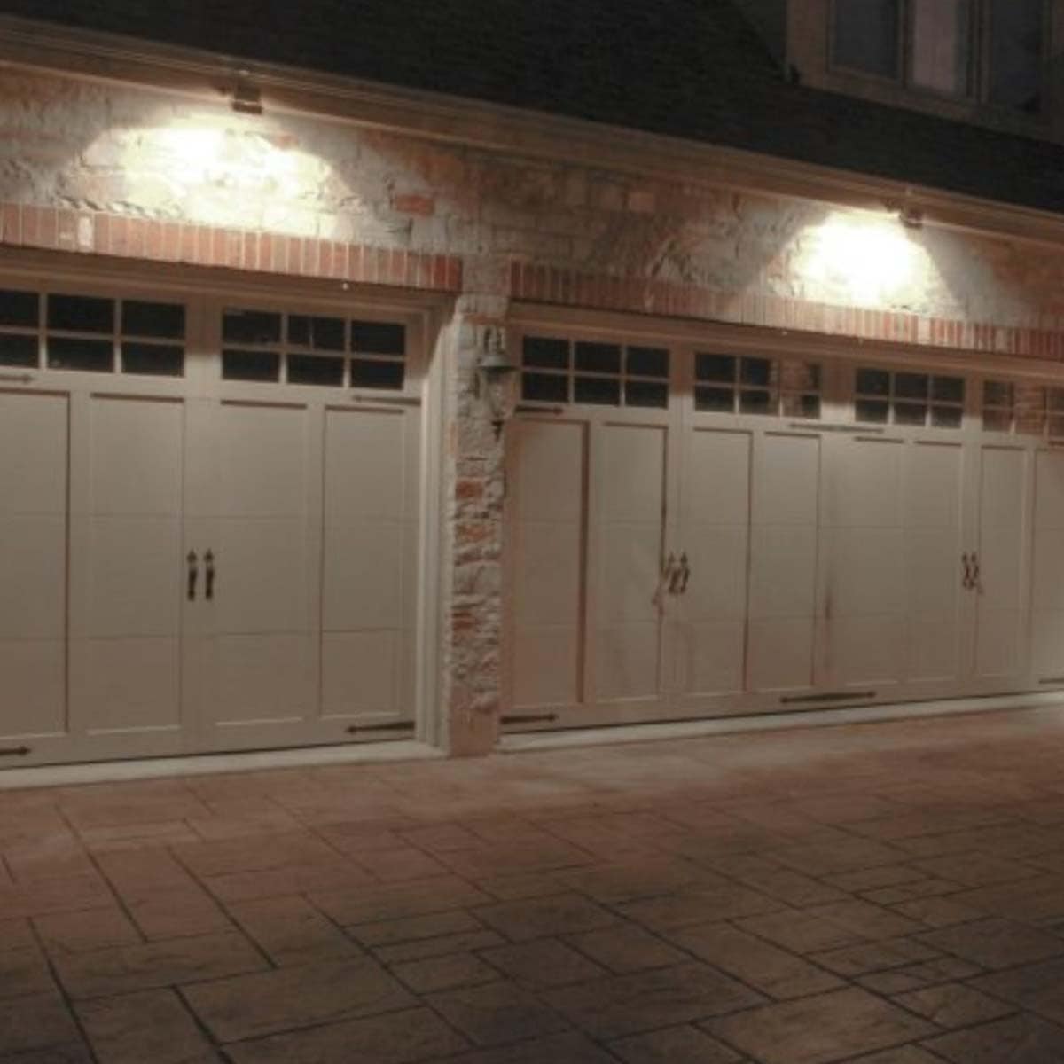 outdoor garage with motion sensor lights