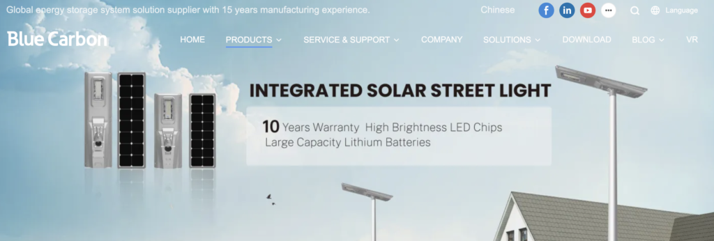 Blue carbon solar street lights