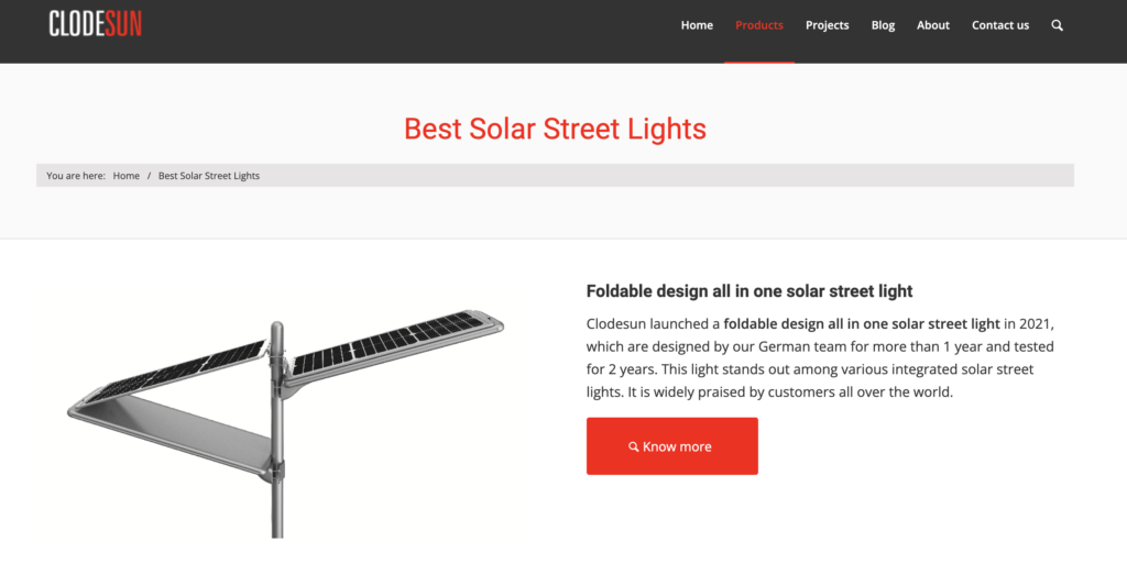 Clodesun solar street lights